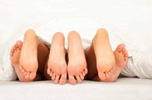 six feet while threesome in bed
